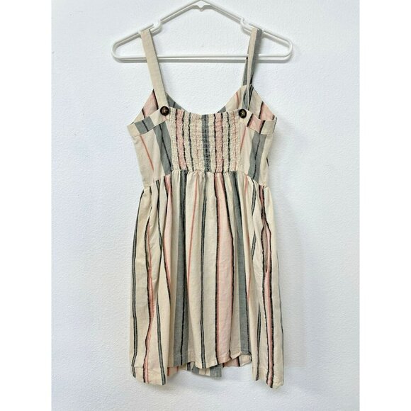 Shyanne Womens Sm Western Sundress Mini Linen Adjustable Straps Button Down - Picture 16 of 16